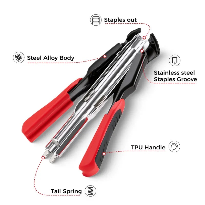 Auto-Feed Hog Ring Pliers Kit – One-Squeeze Fastening for Cages, Fencing & Upholstery 🔧🛠️