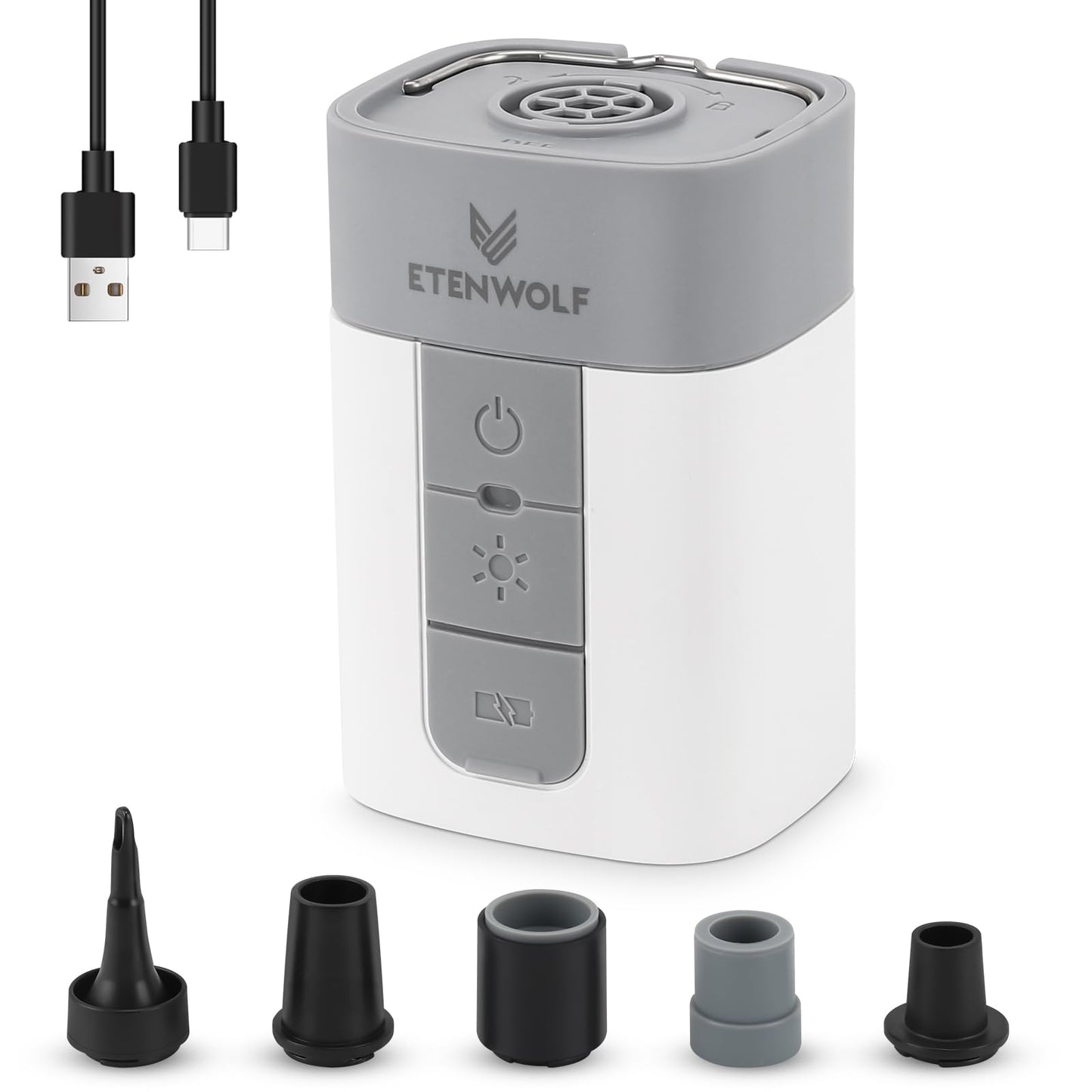 AIR 3 & AIR 5 PRO MAX – Mini & Pro Cordless Air Pump, Camping Light, Power Bank Function, 5 Nozzles🔋