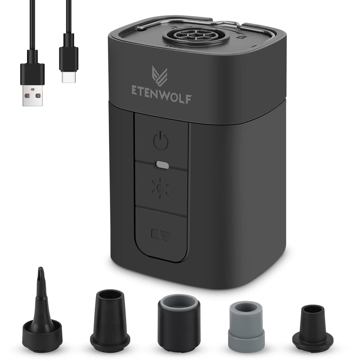 AIR 3 & AIR 5 PRO MAX – Mini & Pro Cordless Air Pump, Camping Light, Power Bank Function, 5 Nozzles🔋