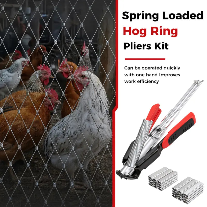 Auto-Feed Hog Ring Pliers Kit – One-Squeeze Fastening for Cages, Fencing & Upholstery 🔧🛠️