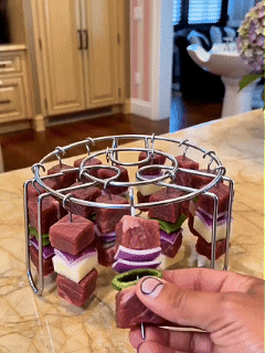 Vertical Hanging Skewer Rack for Air Fryer – 360° Heat, 24 Skewers, 304 Stainless Steel 🍢