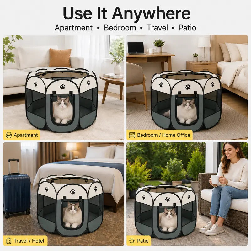 RoamPaws Foldable Soft-Sided Pet Playpen🐱🐶🏠