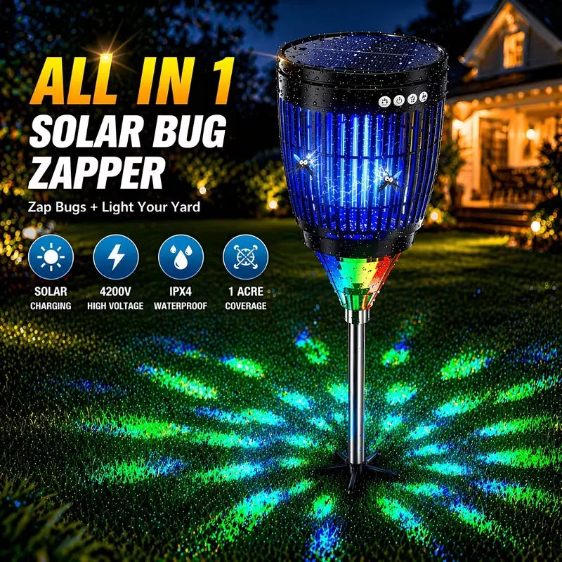 ZeChuan Solar Bug Zapper – 4500V, Solar &USB, Waterproof, Covers Half an Acre 🦟🔋