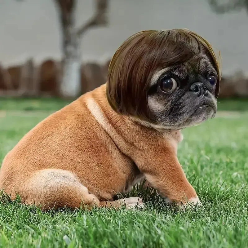 Cute Short Hair Wig Pet Headband – Funny Accessory for Dogs &Cats 🐶🐱🎀