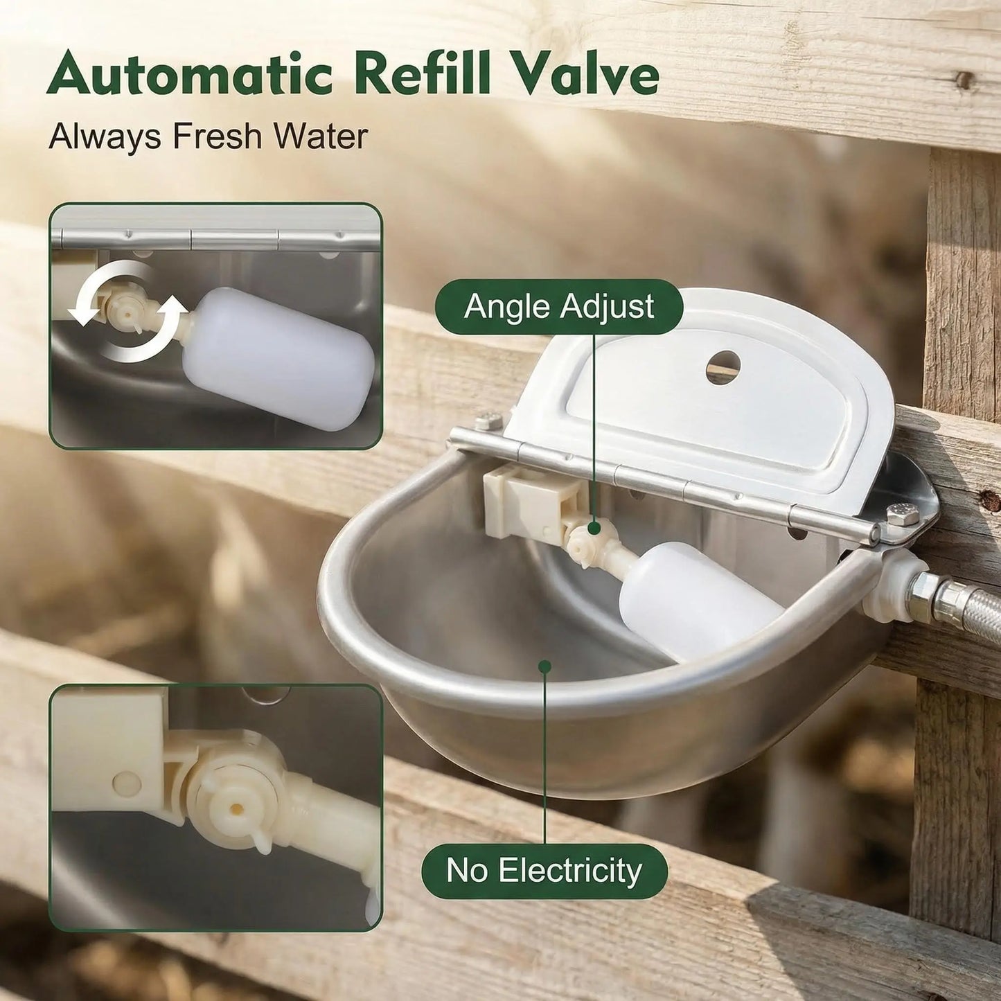 Automatic 304 Stainless Steel Dog Water Bowl – Hose-Connected, Float Valve 🐕💧