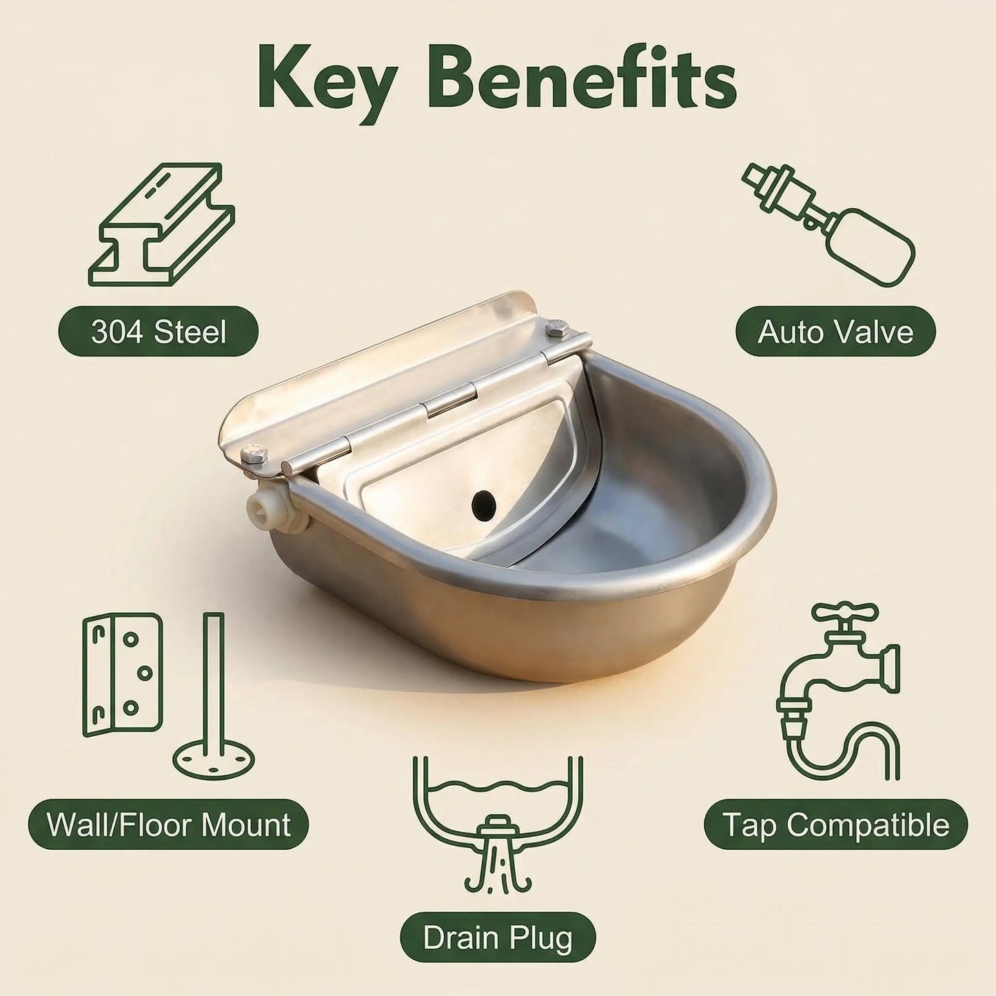 Automatic 304 Stainless Steel Dog Water Bowl – Hose-Connected, Float Valve 🐕💧