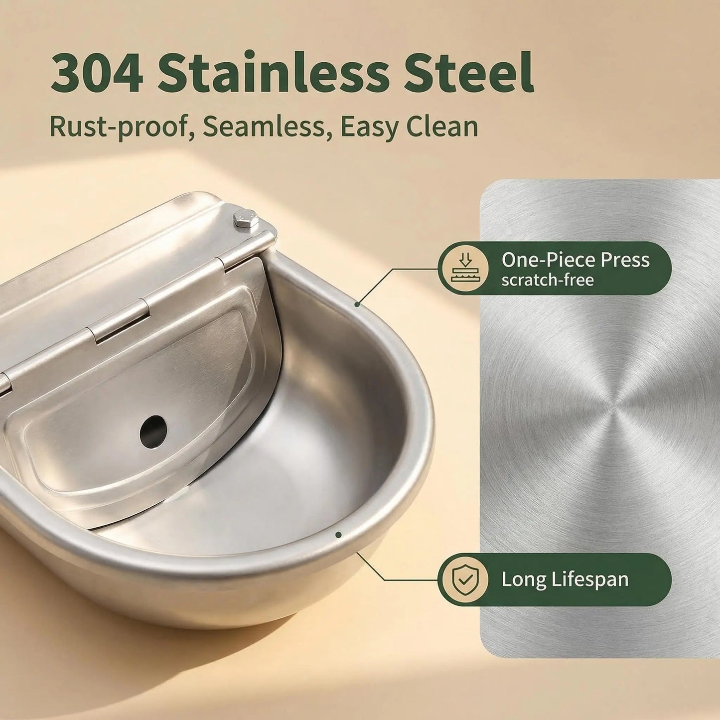Automatic 304 Stainless Steel Dog Water Bowl – Hose-Connected, Float Valve 🐕💧