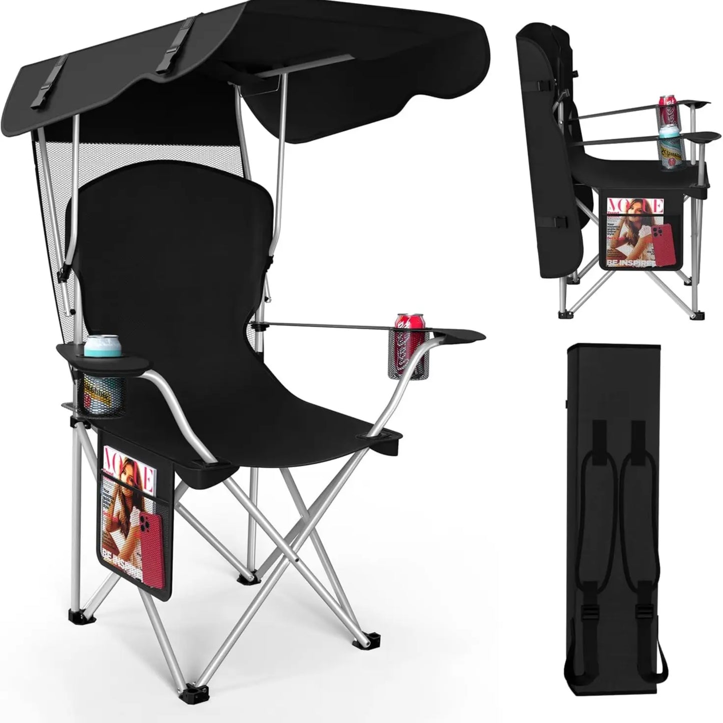 Foldable Canopy Camping Chair🏕️🪑☀️