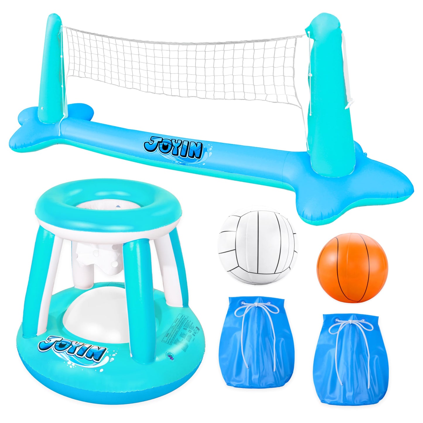 Inflatable Pool Volleyball &Basketball Combo Set 🏐🏀🏊♂️