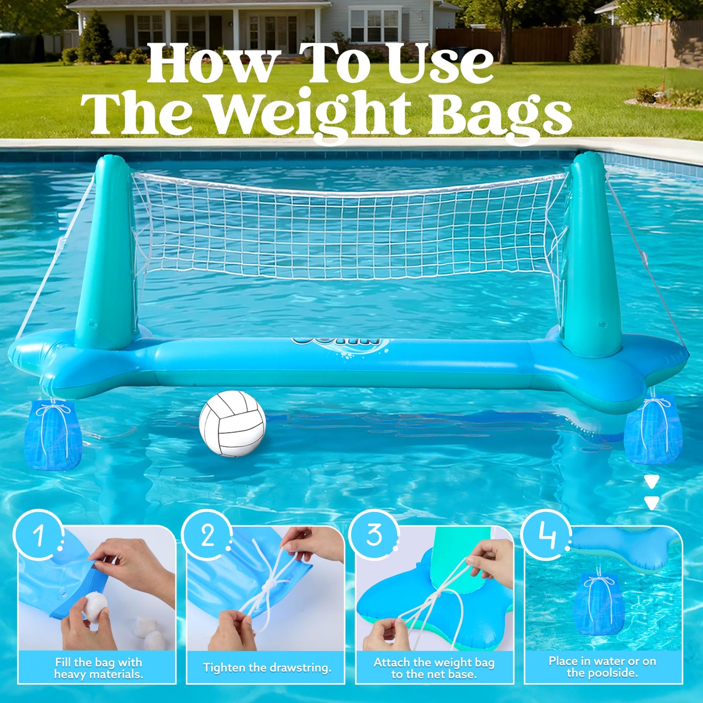 Inflatable Pool Volleyball &Basketball Combo Set 🏐🏀🏊♂️