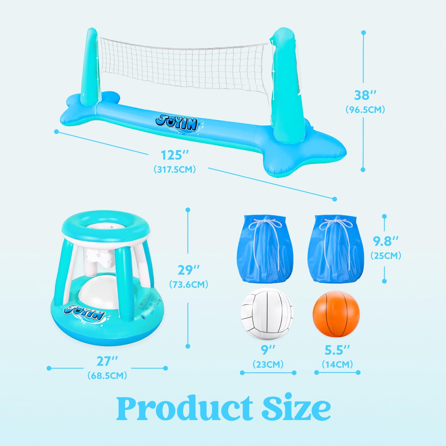 Inflatable Pool Volleyball &Basketball Combo Set 🏐🏀🏊♂️