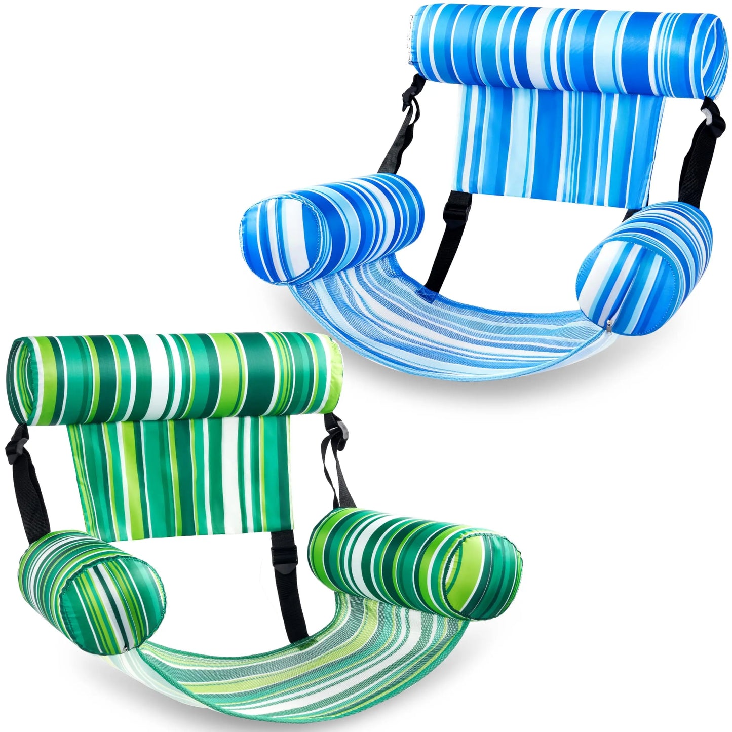 Inflatable Pool Float Chair – 2-Pack, Fabric Covered, Mesh Sling 🏖️🪑