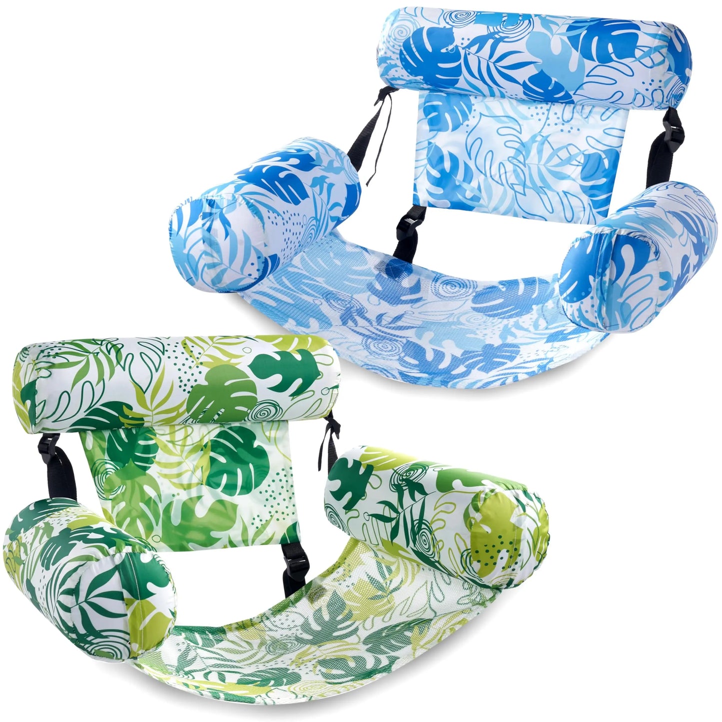 Inflatable Pool Float Chair – 2-Pack, Fabric Covered, Mesh Sling 🏖️🪑