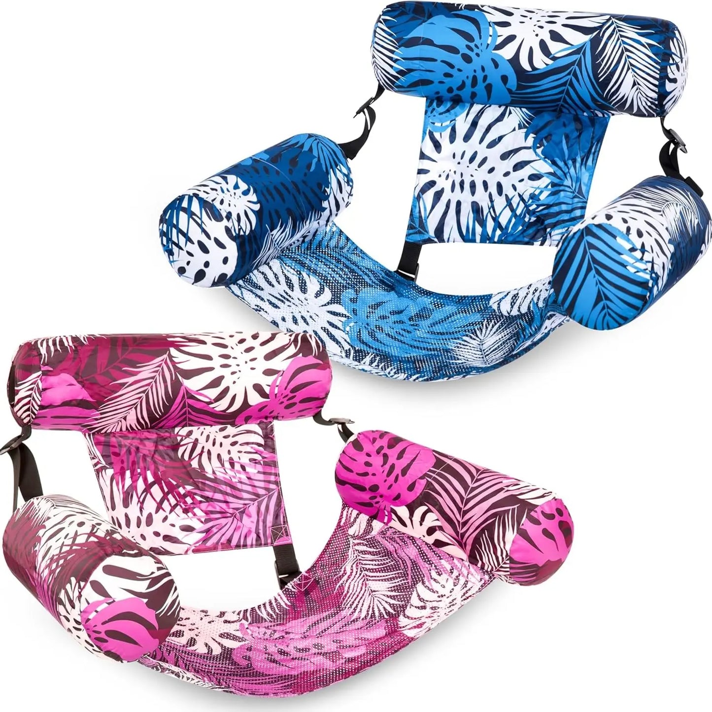 Inflatable Pool Float Chair – 2-Pack, Fabric Covered, Mesh Sling 🏖️🪑