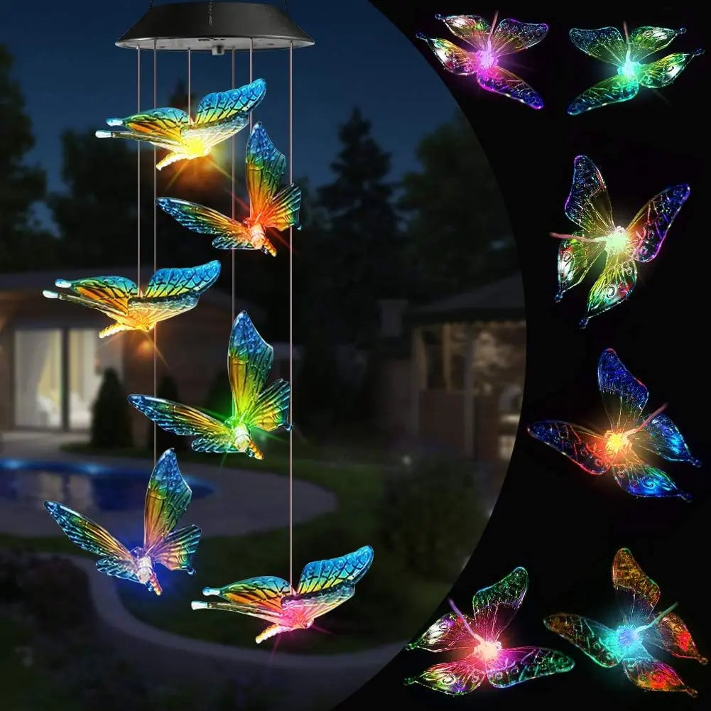 Solar Hydrangea Ball Wind Chime – 7 Color Changing Lights, IP65 Waterproof 🌸🔮