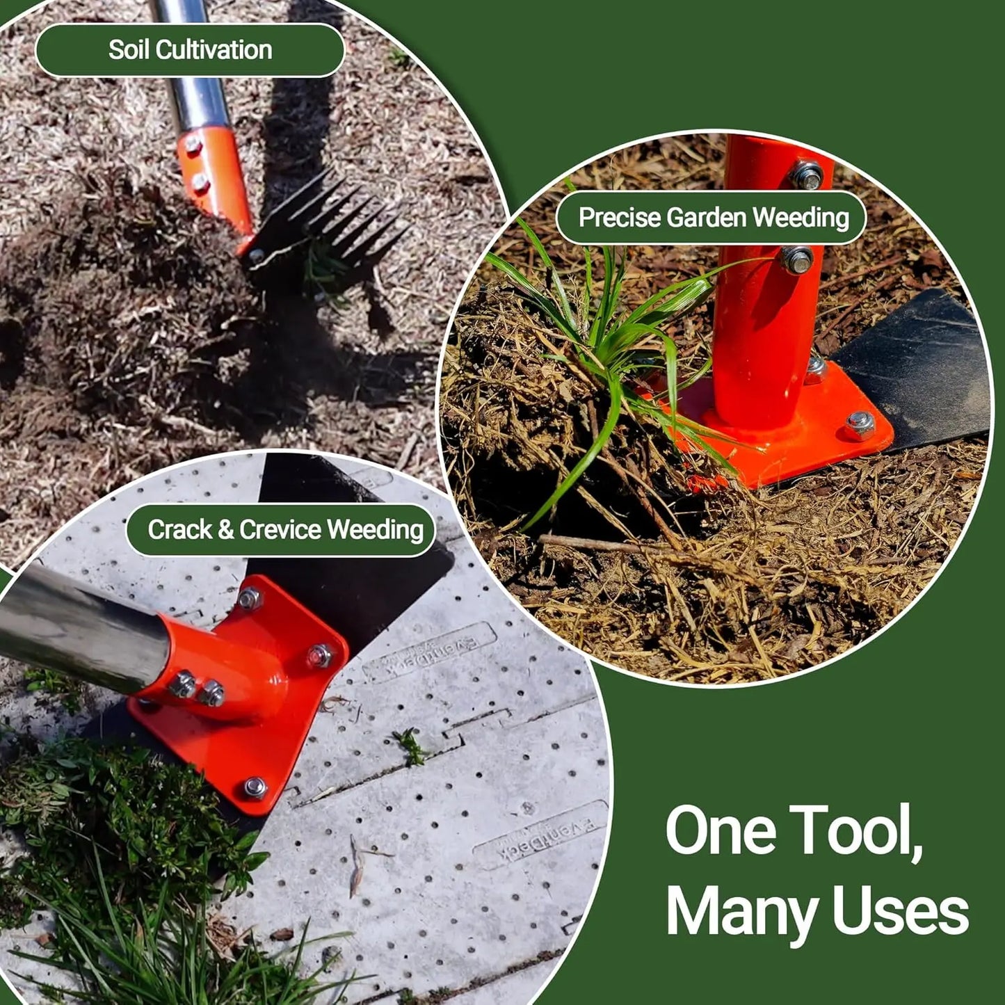 2-in-1 Garden Hoe & Weed Puller Rake – Tempered Spring Steel, Adjustable Handle up to 60″ 🌿🔧