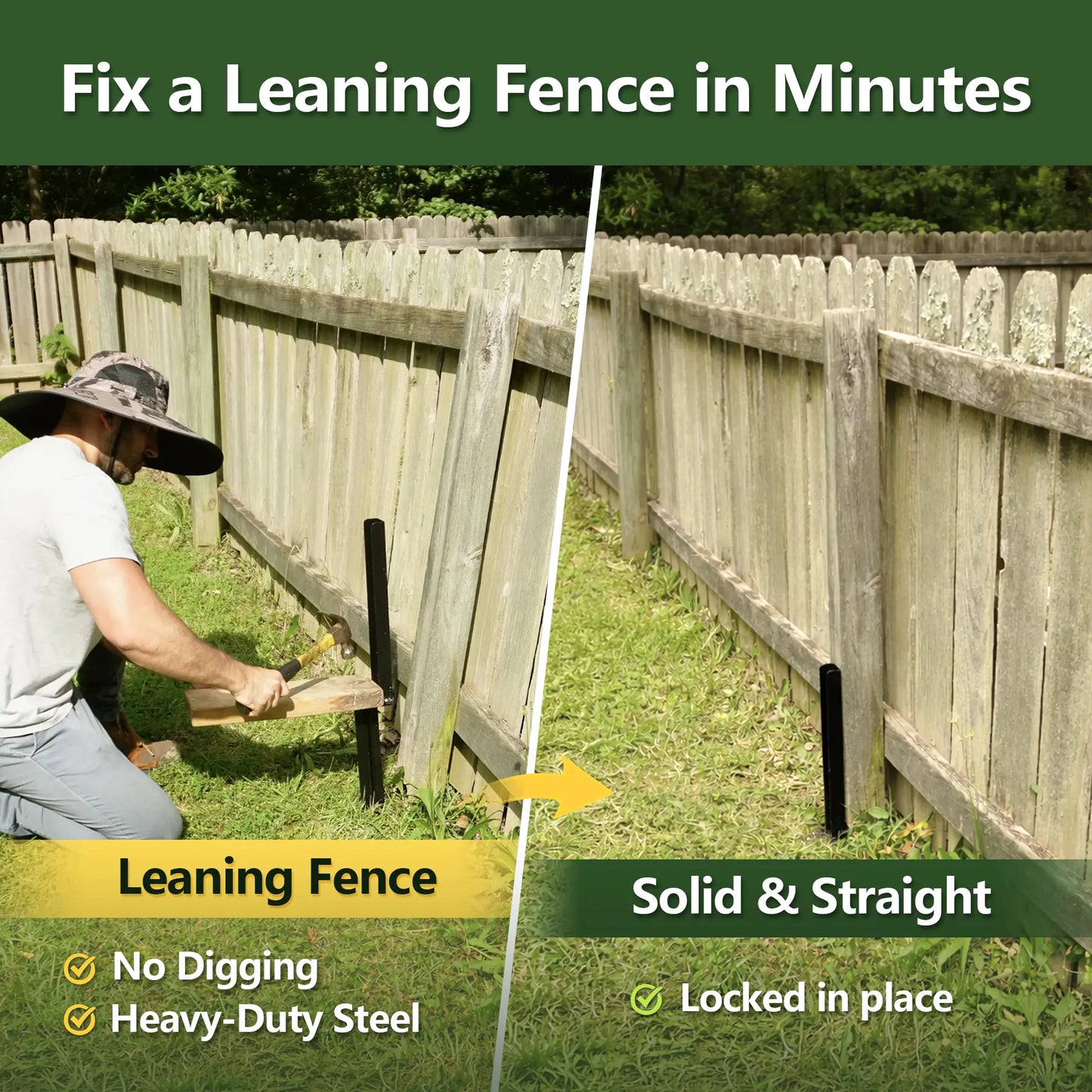 Fence Post Anchor Repair Kit – No Digging, No Concrete, Just Anchor &Drill 🏡🔧