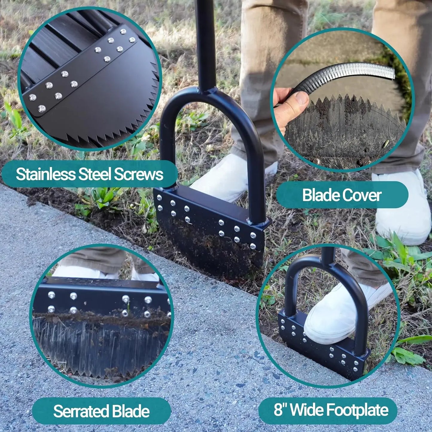 Serrated Spring Steel Lawn Edger – 41″ Handle, Rust-Resistant, One-Piece or Detachable 🌿