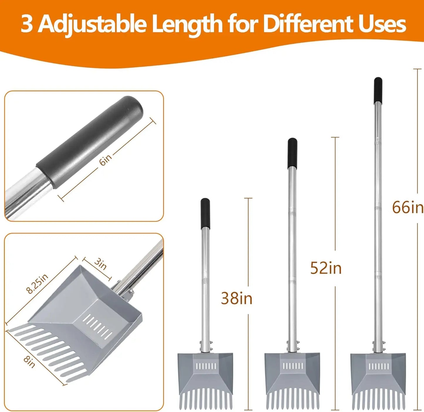 2-in-1 Adjustable Chicken & Pet Poop Scooper – Spring Steel, 3 Angles, 3 Lengths 🐓🧹