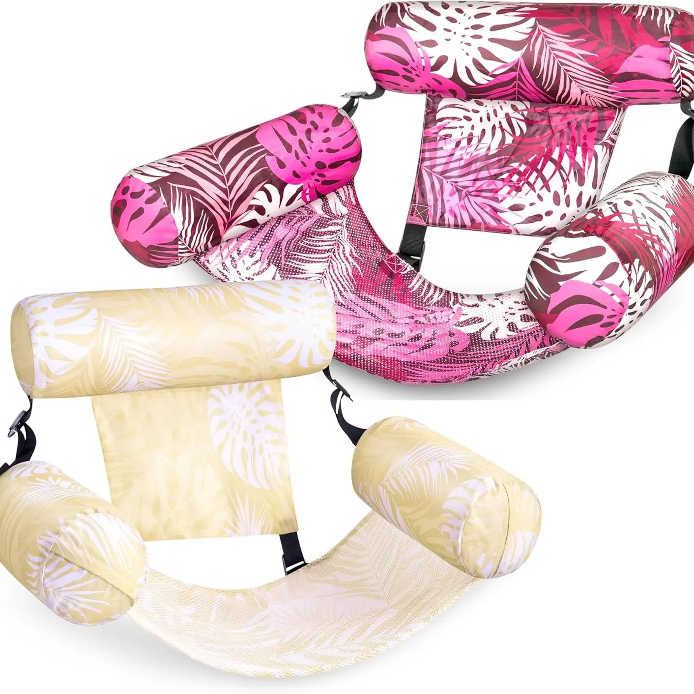 Inflatable Pool Float Chair – 2-Pack, Fabric Covered, Mesh Sling 🏖️🪑