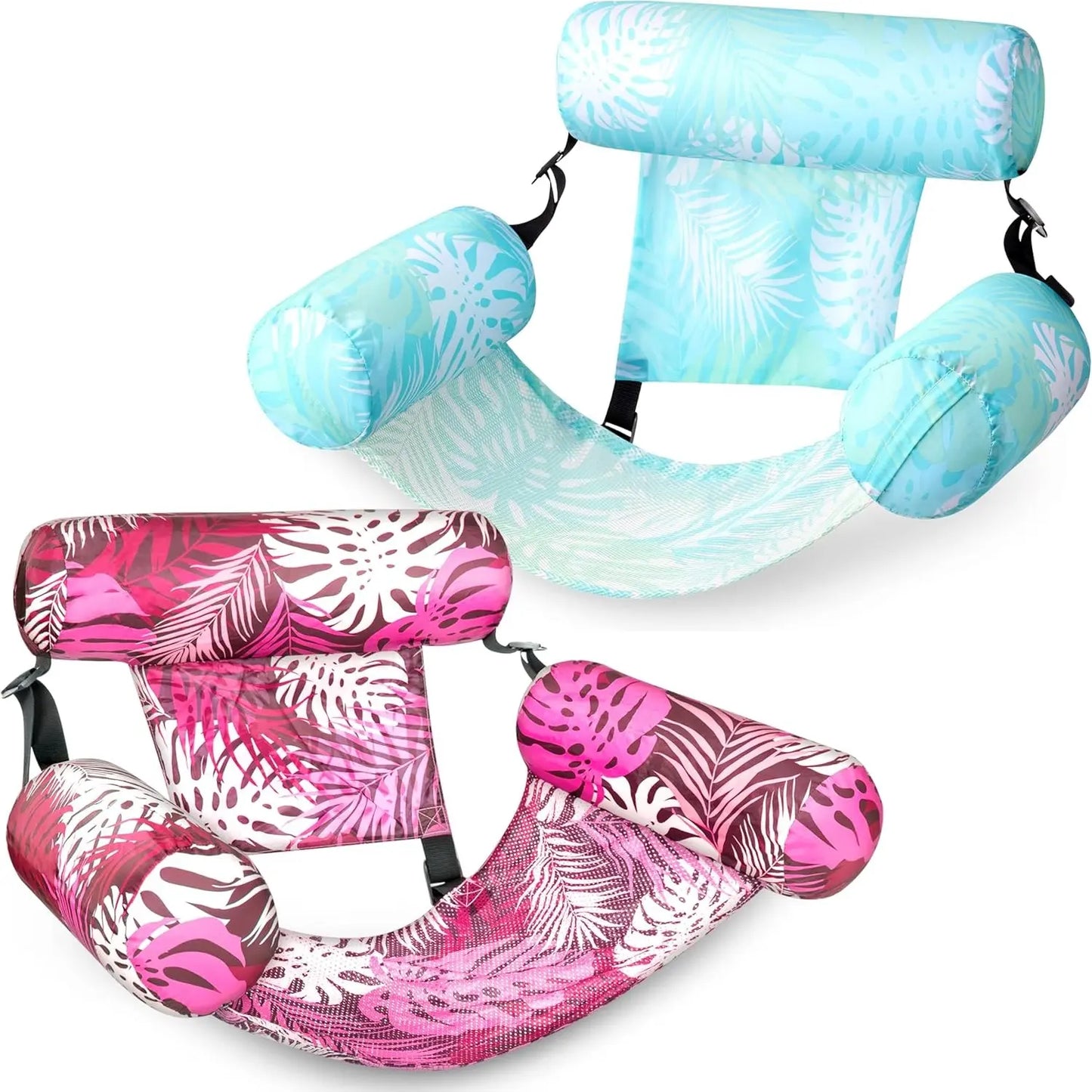 Inflatable Pool Float Chair – 2-Pack, Fabric Covered, Mesh Sling 🏖️🪑