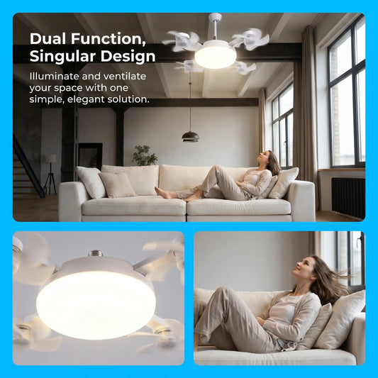 2-in-1 LED Ceiling Fan Light Bulb – E27 Screw-in, Remote Control 💡🌀