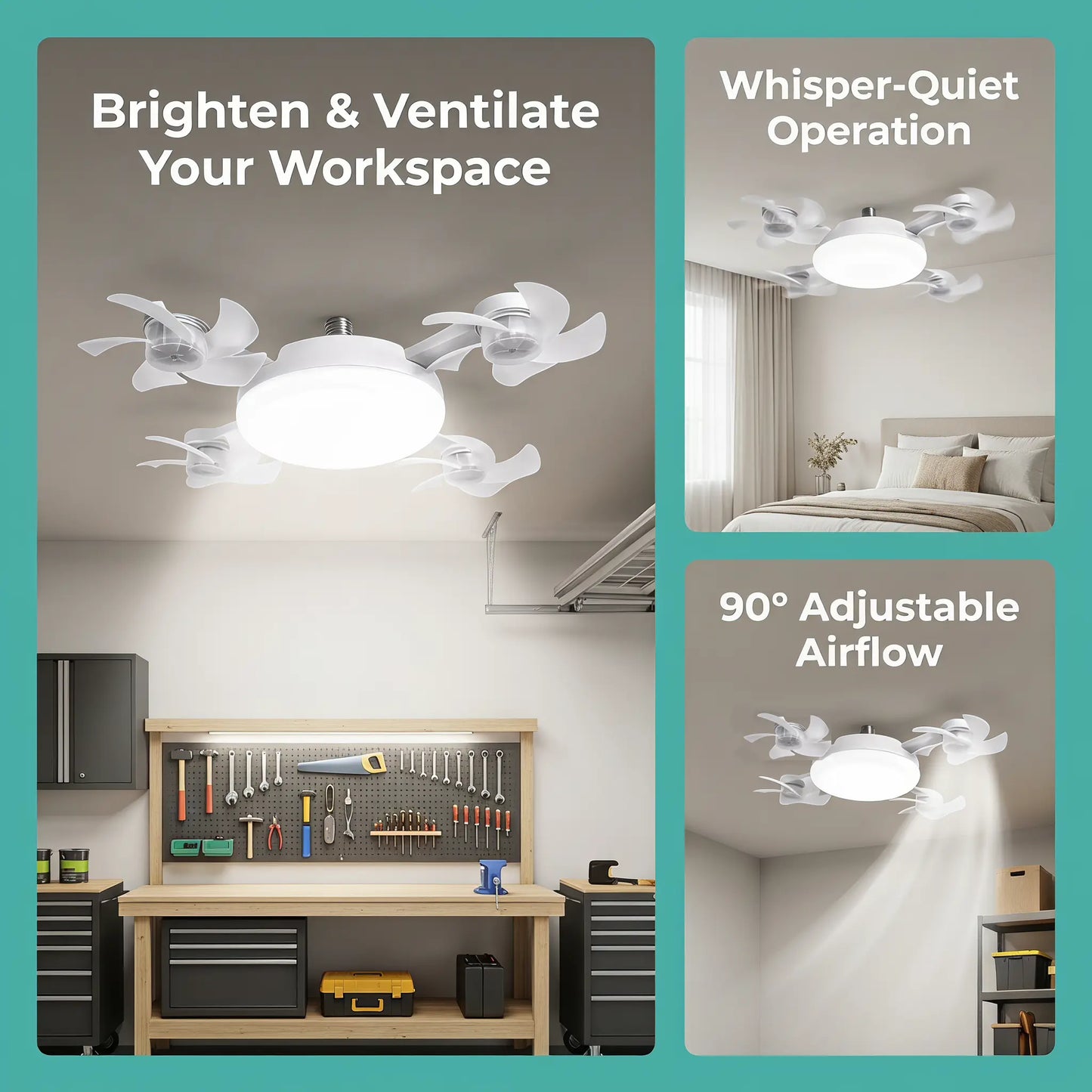 2-in-1 LED Ceiling Fan Light Bulb – E27 Screw-in, Remote Control 💡🌀