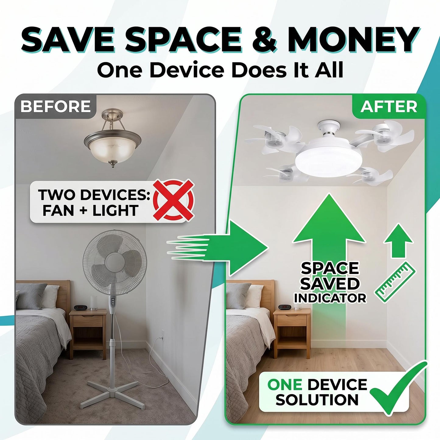 2-in-1 LED Ceiling Fan Light Bulb – E27 Screw-in, Remote Control 💡🌀