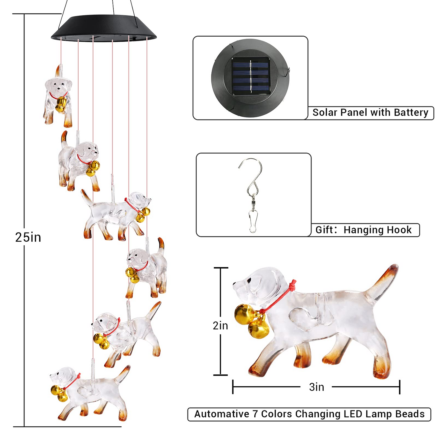 Solar Hydrangea Ball Wind Chime – 7 Color Changing Lights, IP65 Waterproof 🌸🔮