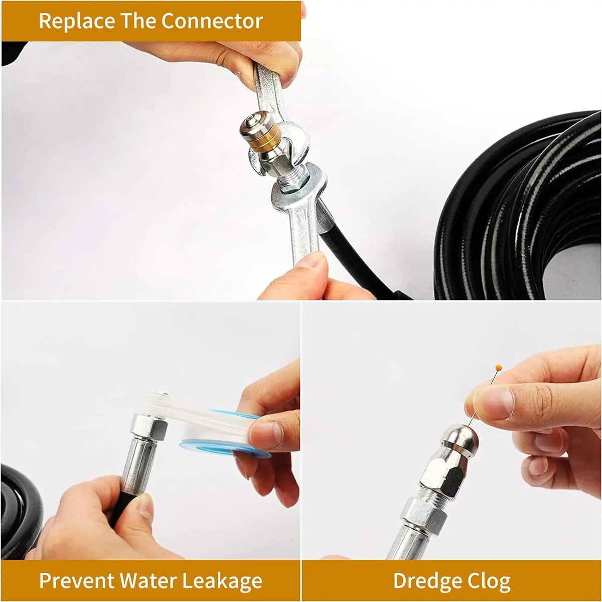 High-Pressure Sewer Jetter Hose – Triple-Layer, Stainless Steel Nozzle, Universal Fit 💧🔧