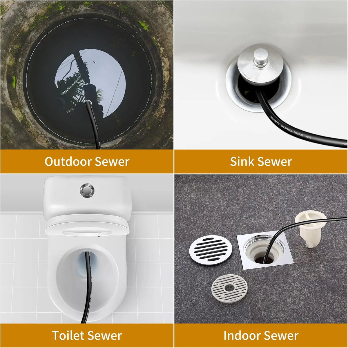 High-Pressure Sewer Jetter Hose – Triple-Layer, Stainless Steel Nozzle, Universal Fit 💧🔧