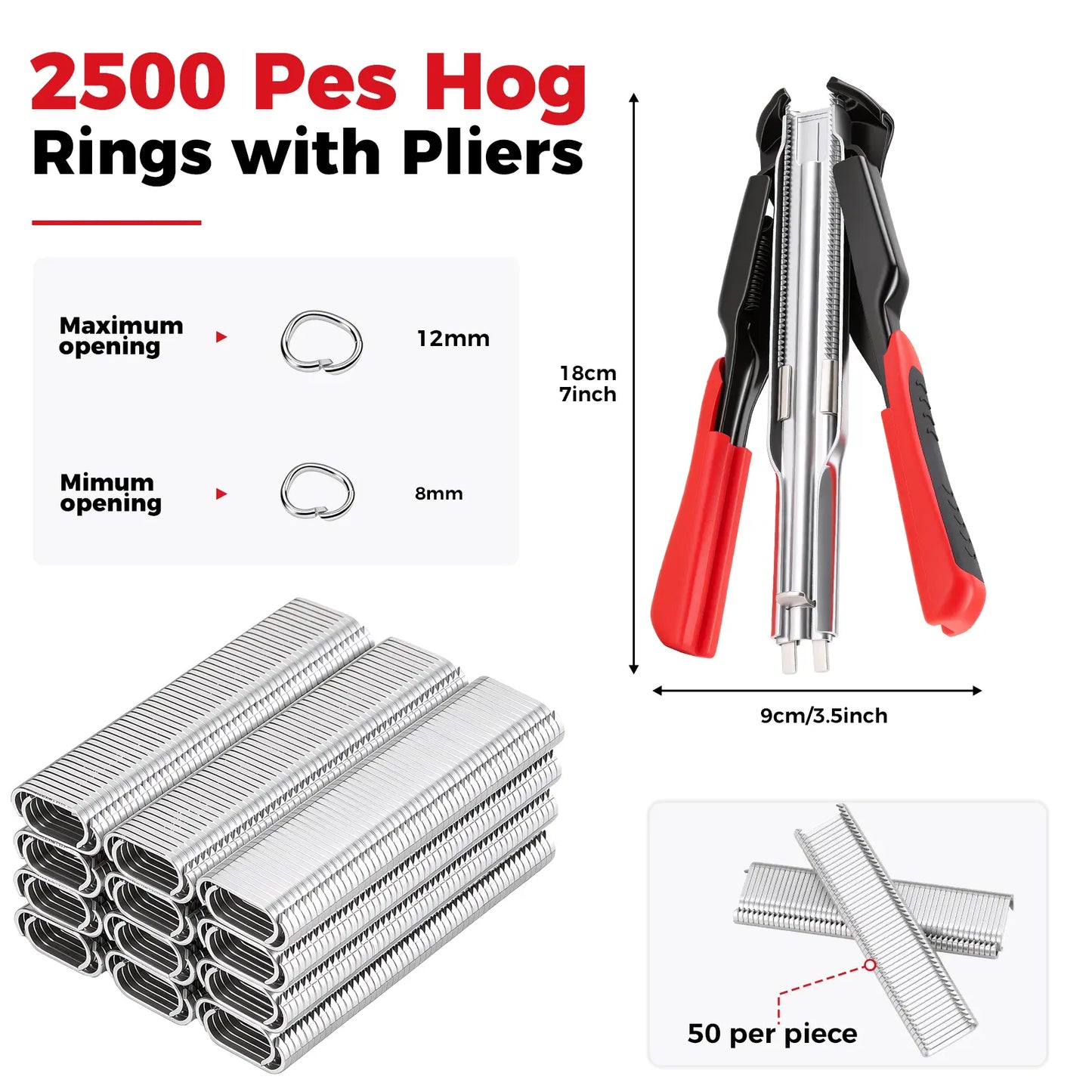 Auto-Feed Hog Ring Pliers Kit – One-Squeeze Fastening for Cages, Fencing & Upholstery 🔧🛠️