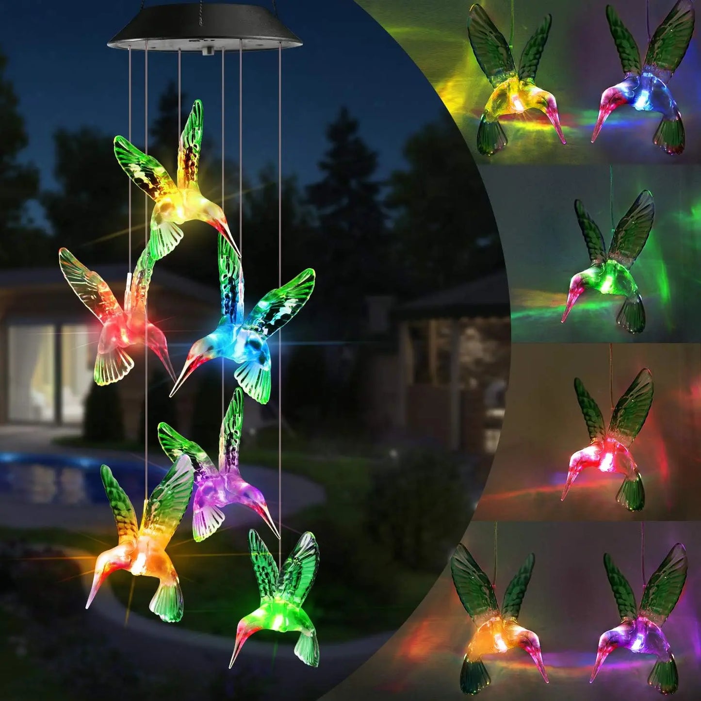 Solar Hydrangea Ball Wind Chime – 7 Color Changing Lights, IP65 Waterproof 🌸🔮