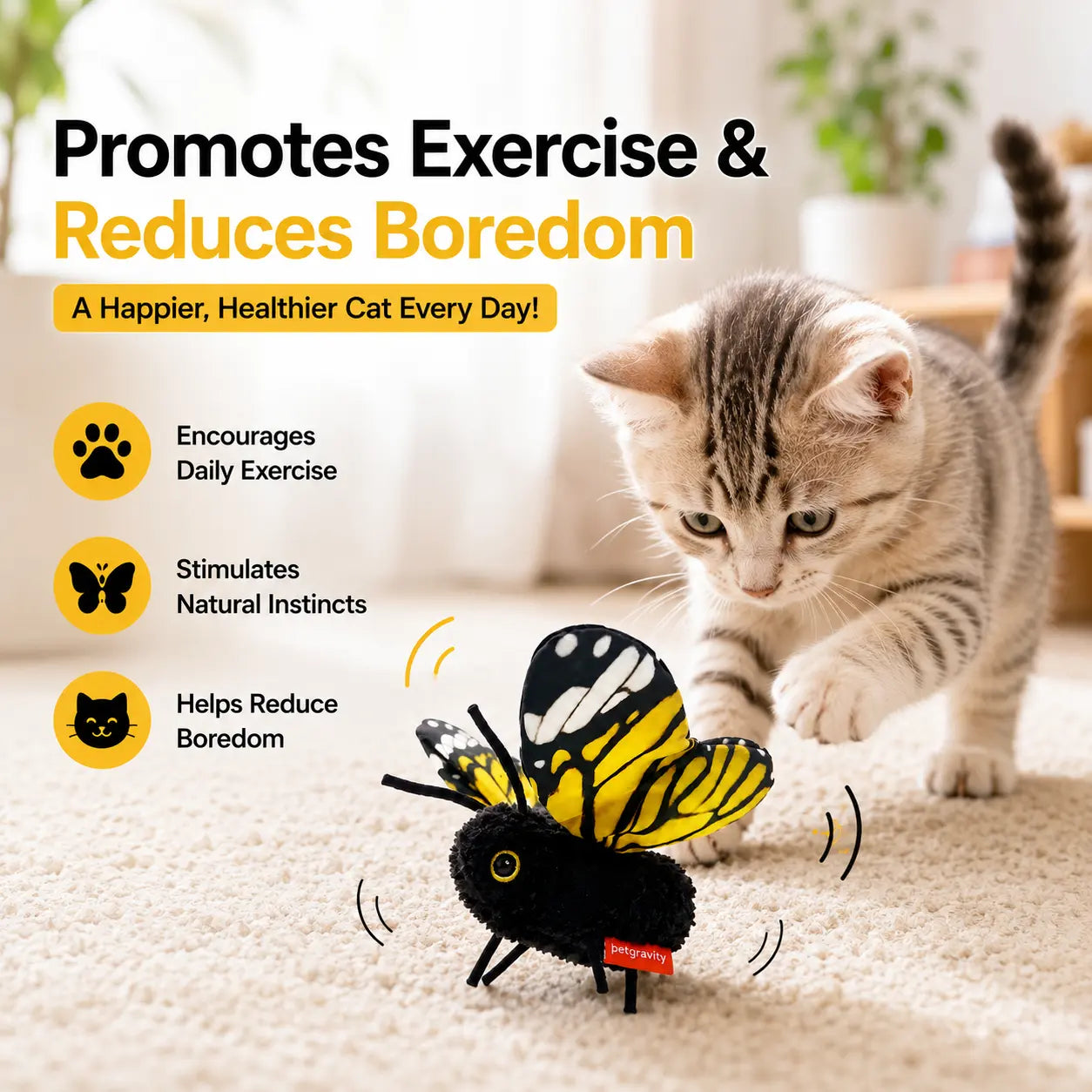 Smart Sensing Flapping Butterfly Interactive Cat Toy