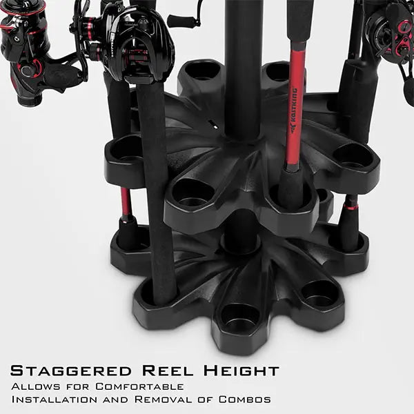 V16 Fishing Rod Rack – 360° Rotating, Holds 16 Rods, No Tools Assembly 🎣🔄