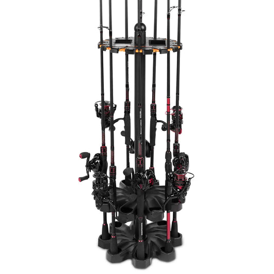 V16 Fishing Rod Rack – 360° Rotating, Holds 16 Rods, No Tools Assembly 🎣🔄