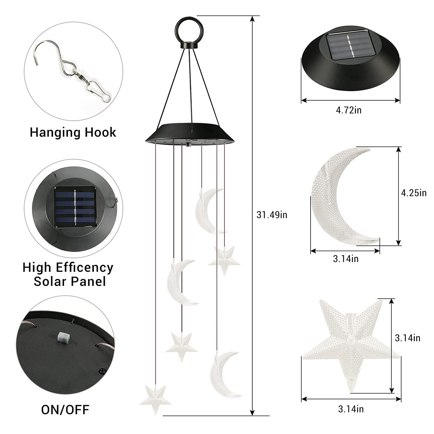 Solar Hydrangea Ball Wind Chime – 7 Color Changing Lights, IP65 Waterproof 🌸🔮