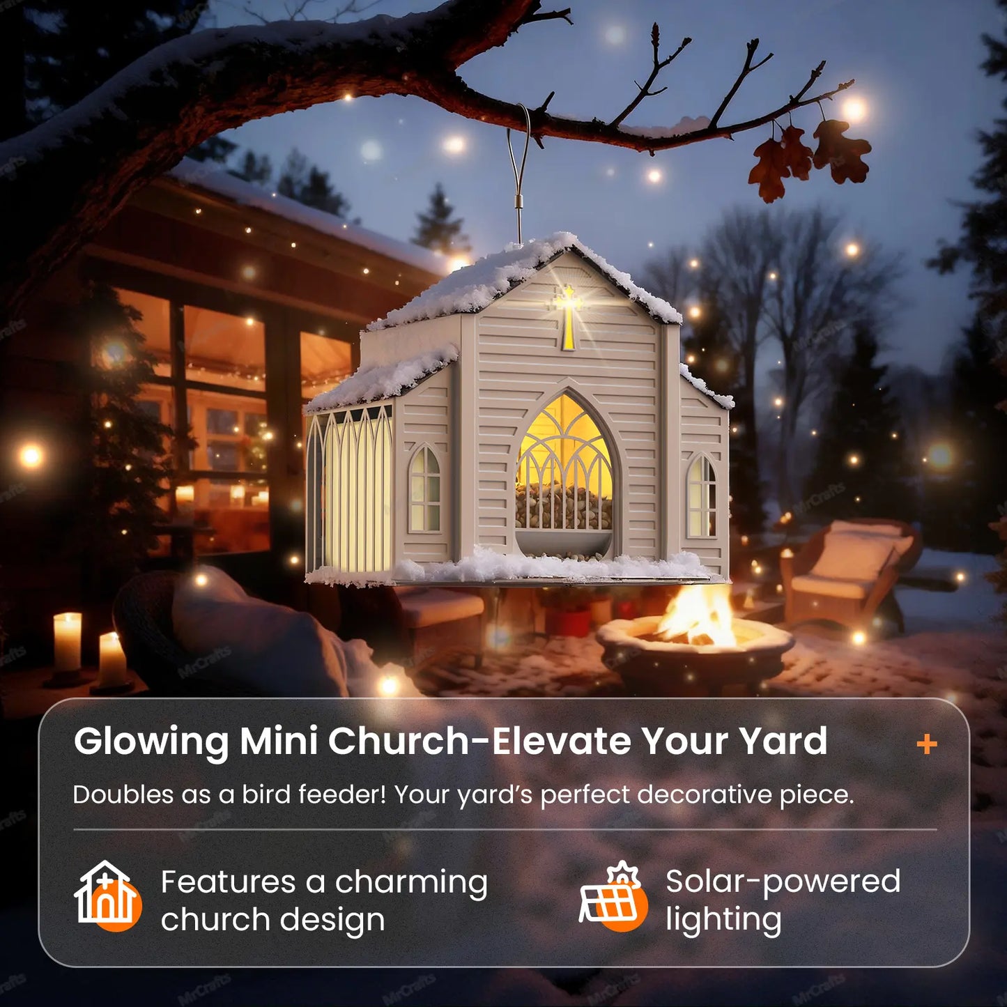 Solar Powered Church-Shaped Metal Bird Feeder