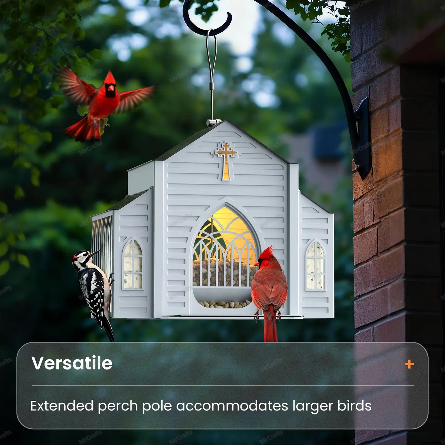 Solar Powered Church-Shaped Metal Bird Feeder