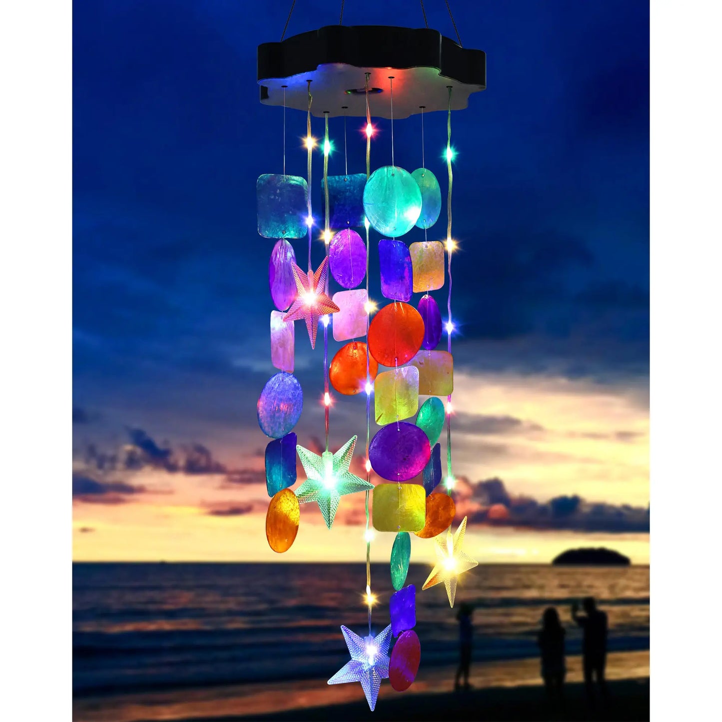 Solar Seashell Wind Chime – Natural Shells, 2 Lighting Modes, Gift-Ready 🐚☀️