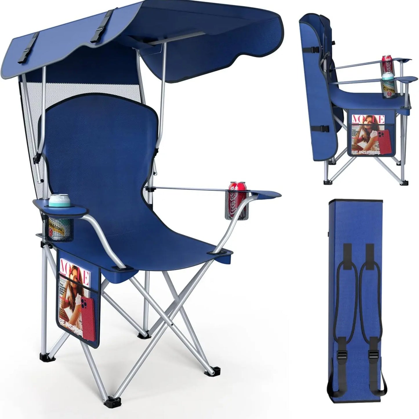 Foldable Canopy Camping Chair🏕️🪑☀️