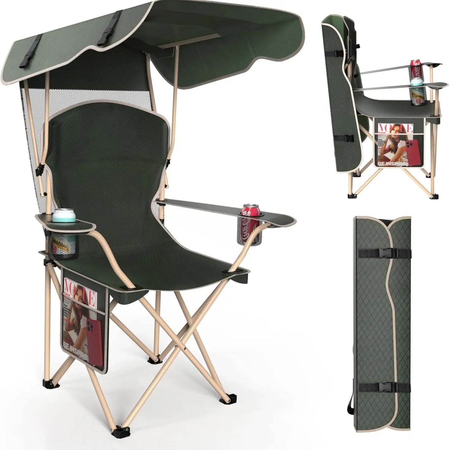 Foldable Canopy Camping Chair🏕️🪑☀️
