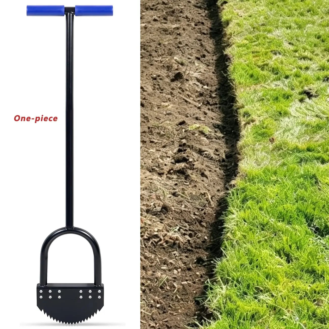 Serrated Spring Steel Lawn Edger – 41″ Handle, Rust-Resistant, One-Piece or Detachable 🌿
