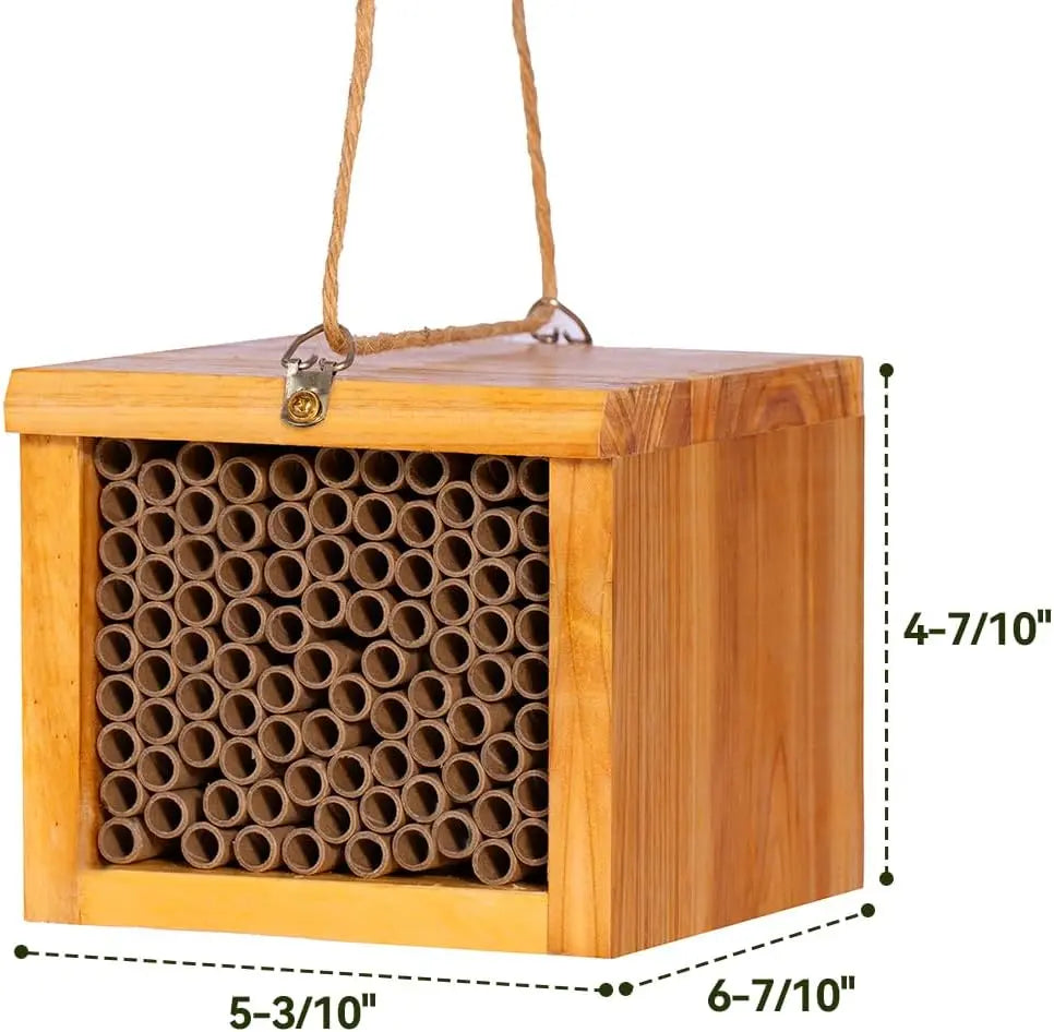 Mason Bee House – Wax-Coated, Ready-to-Use, Attracts Peaceful Pollinators for a Thriving Garden 🐝🌼🏡