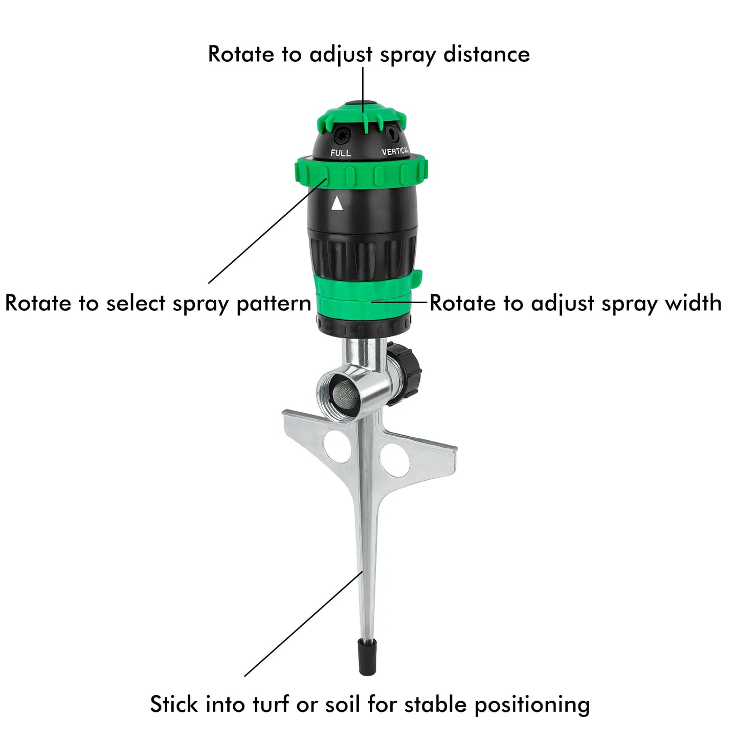 Gear Drive Sprinkler with Metal Spike – 5 Patterns, Up to 1900 sq. ft 💧🌿