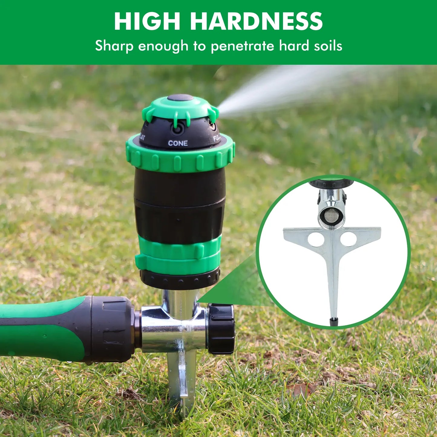 Gear Drive Sprinkler with Metal Spike – 5 Patterns, Up to 1900 sq. ft 💧🌿