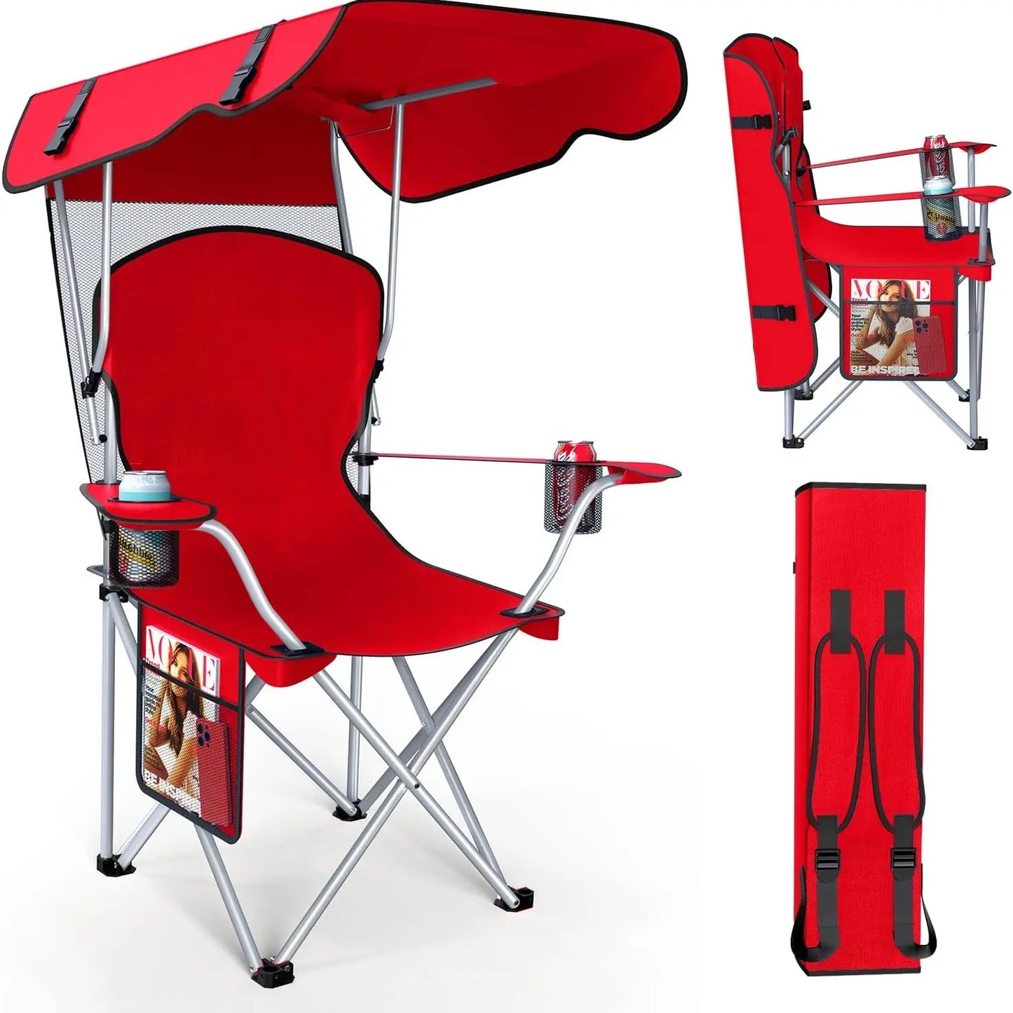 Foldable Canopy Camping Chair🏕️🪑☀️