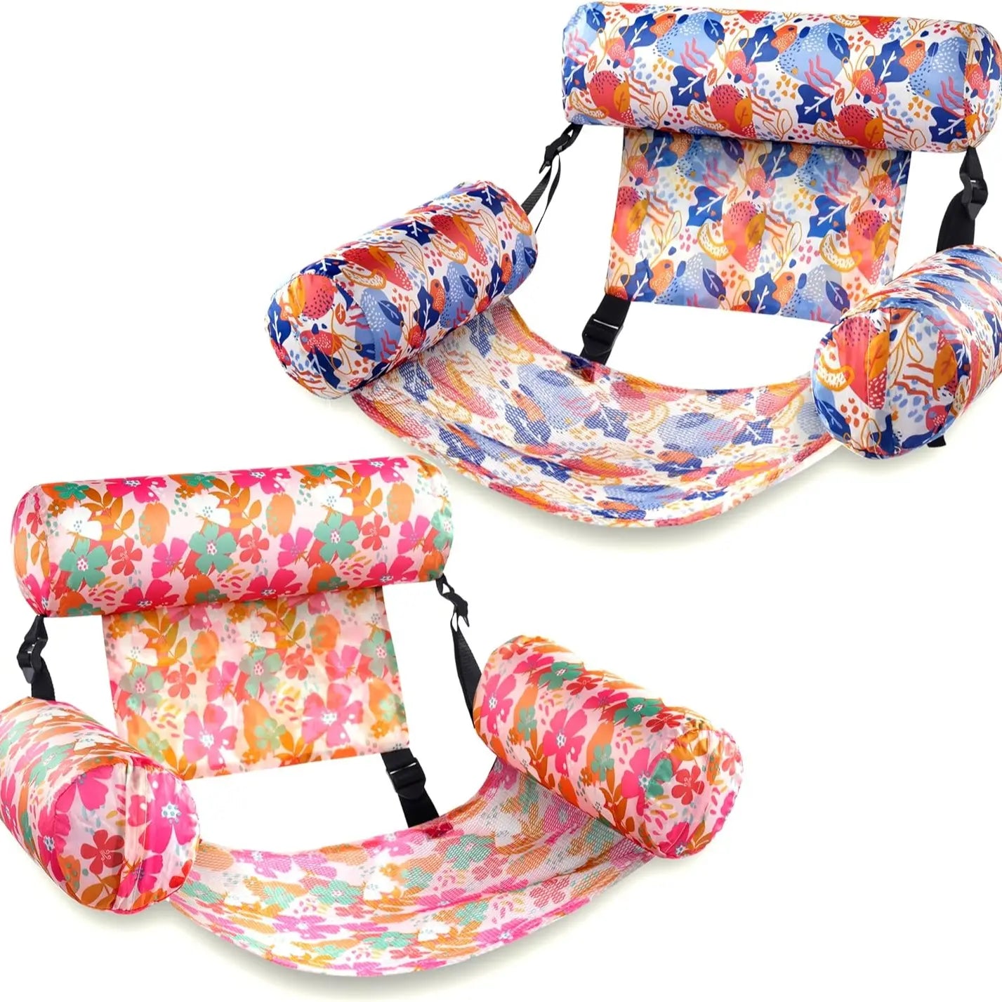 Inflatable Pool Float Chair – 2-Pack, Fabric Covered, Mesh Sling 🏖️🪑