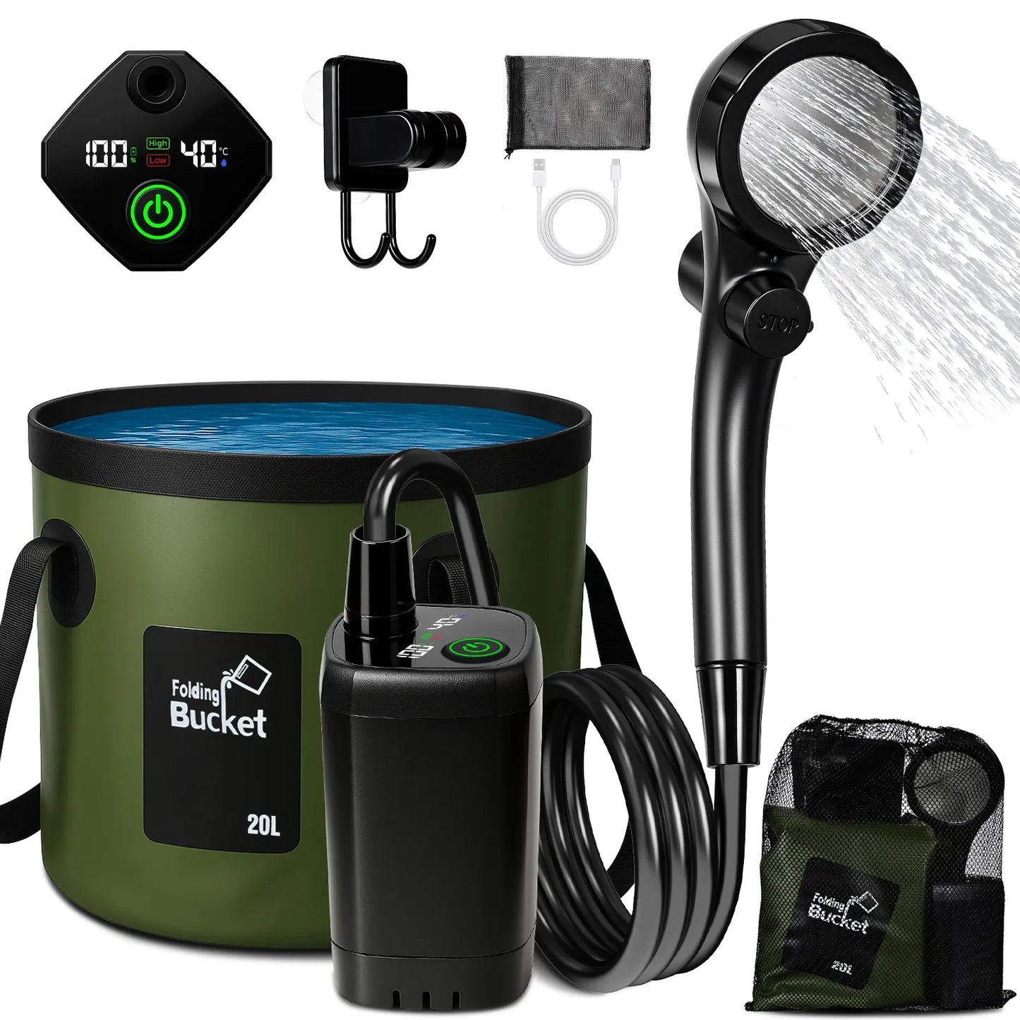 Portable Camping Shower Set  🚿🏕️🔋