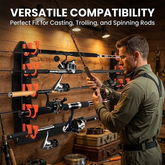 Fishing Rod Garage Storage Rack – Holds 10 Rods, Wall/Ceiling Mount, Soft Silicone Pads 🎣🧰